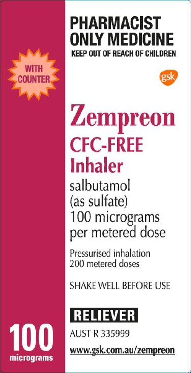 Zempreon CFC-Free Inhaler With Counter Salbutamol 100mcg - 200 doses